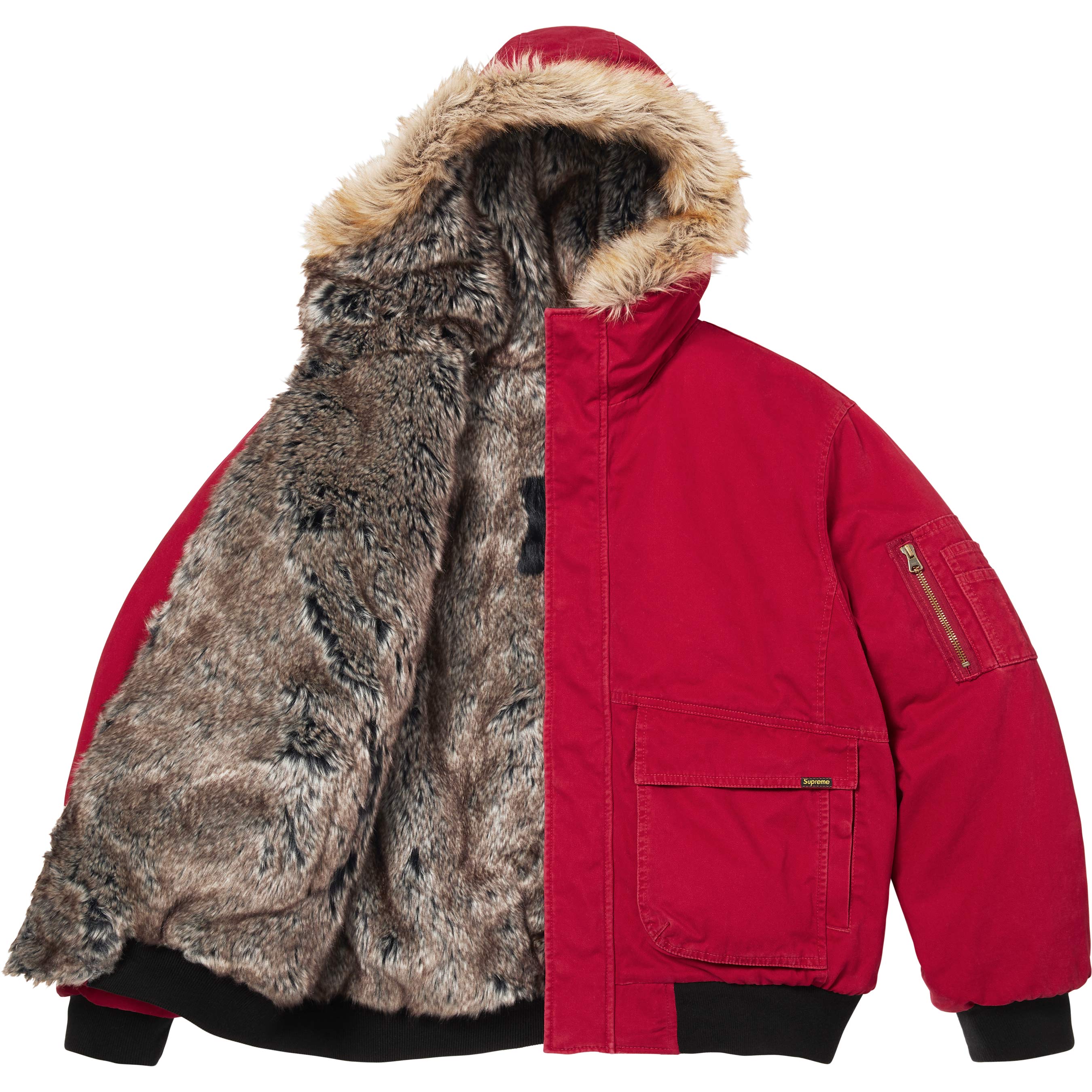 Reversible Faux Fur Hooded Work Jacket view 35